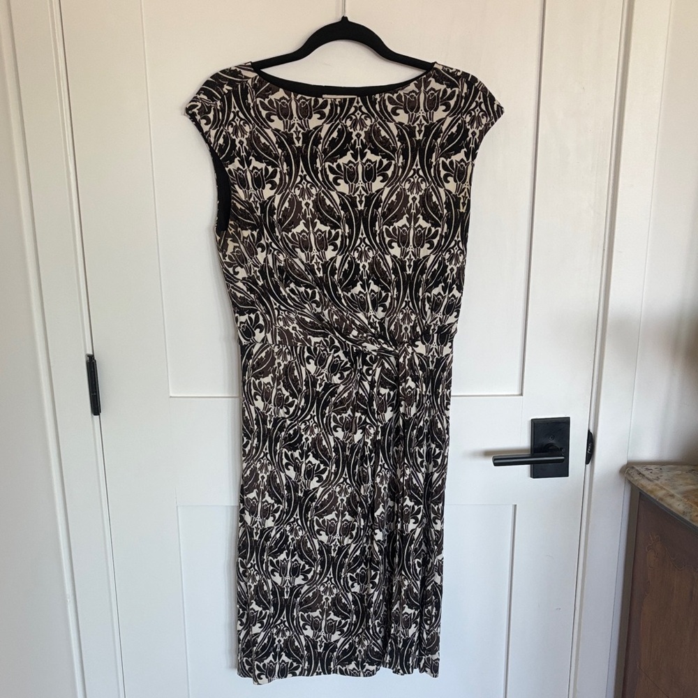 Tory Burch Elegant Brown and Cream Midi Dress